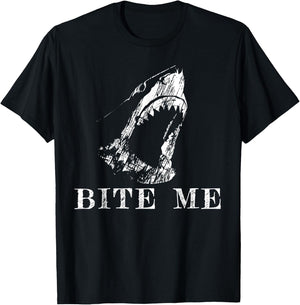 Bite Me Shark Funny Humor Sarcastic Saying T-Shirt - T-Shirt | Black