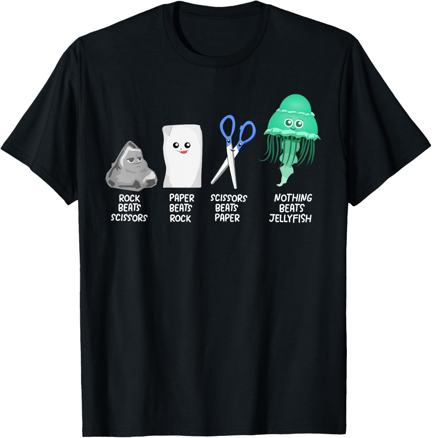 Kids Rock Paper Scissors Jellyfishes Dress Gift Jellyfish T-Shirt - T-Shirt | Black