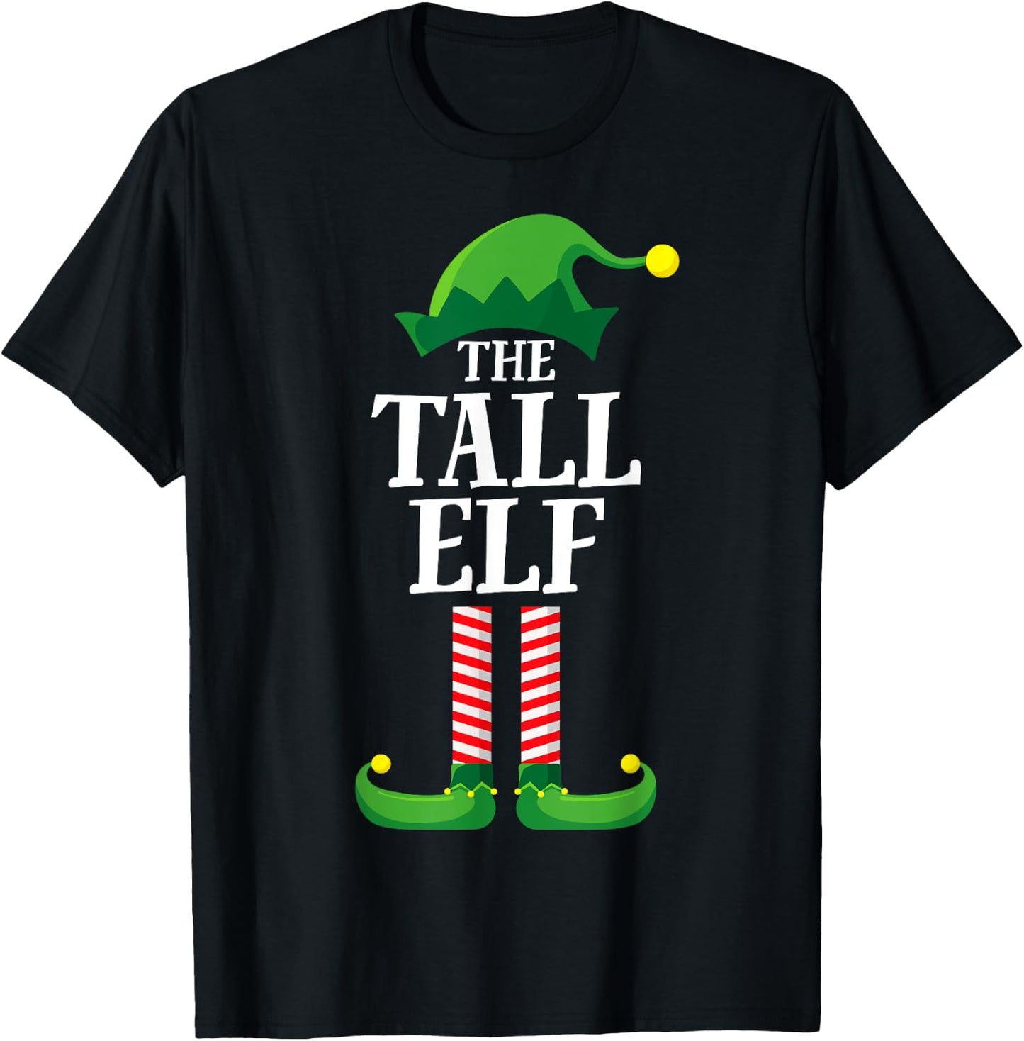 Tall Elf Matching Family Group Christmas Party Short Sleeve T-Shirt - T-Shirt | Black