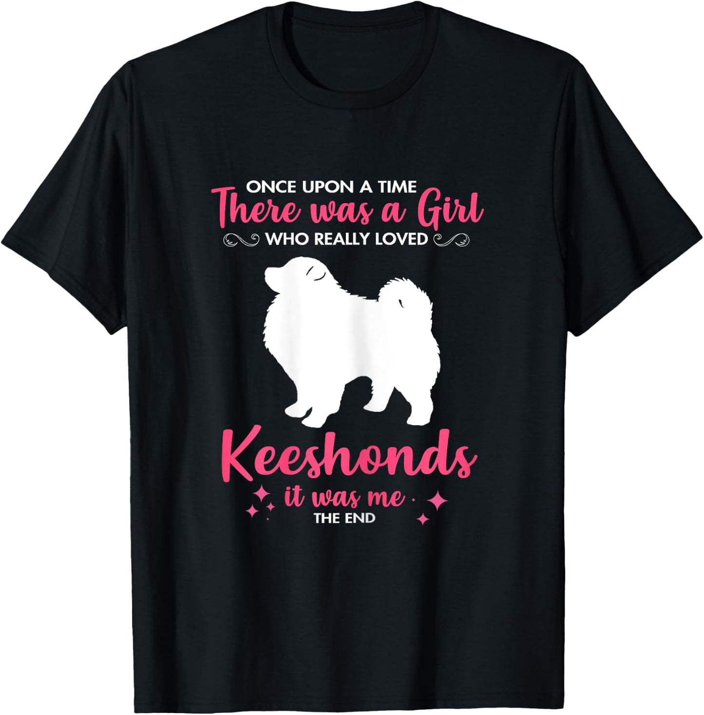 Girl Loves Keeshond Dog Pet Gift Women Mom Dad Him T-Shirt - T-Shirt | Black