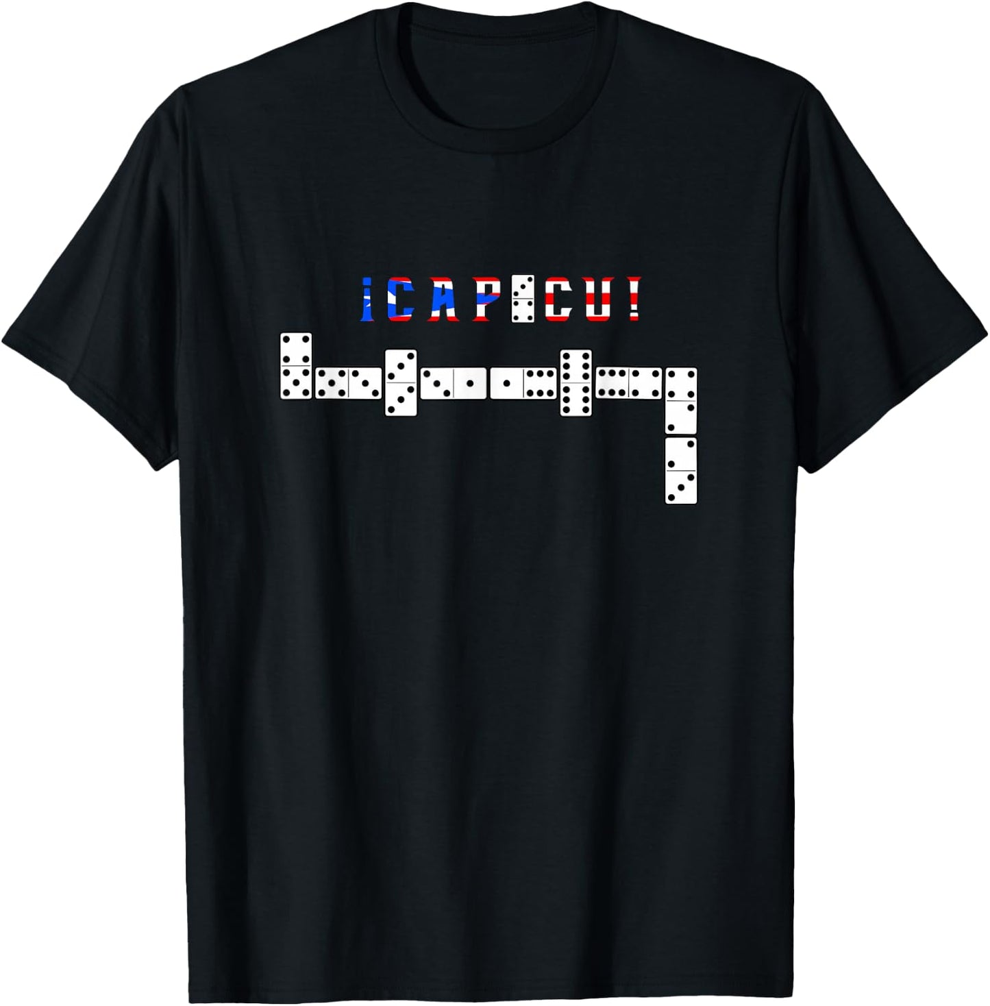 Dominoes Player Gifts By Vibes Capicu Dominoes - Black, -Adults, Short Sleeve, Small T-Shirt - T-Shirt | Black