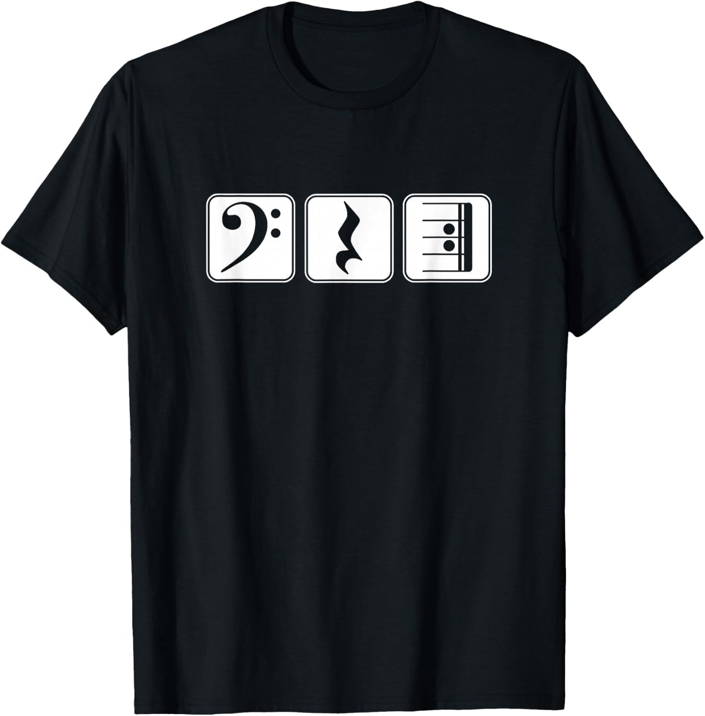 Bass Clef Play Rest Repeat Music Symbols T-Shirt - T-Shirt | Black