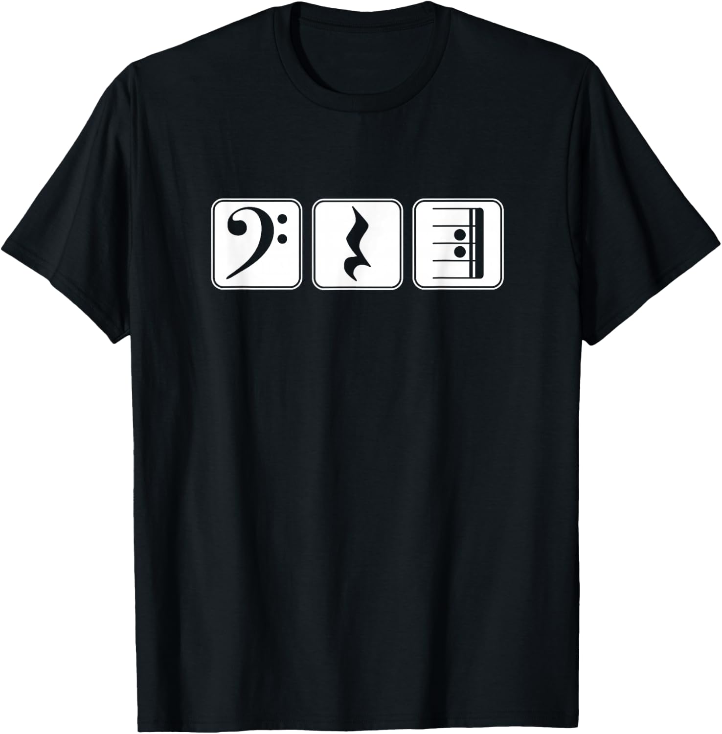 Bass Clef Play Rest Repeat Music Symbols T-Shirt - T-Shirt | Black