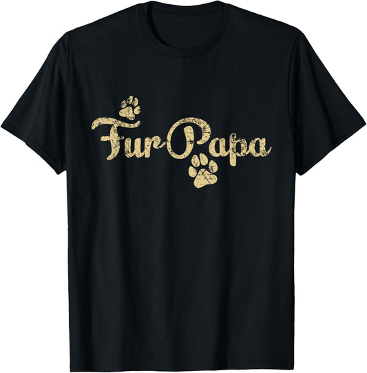 Fur Papa Cute Dog Cat Lover Dad Pawprint Gift Women T-Shirt - T-Shirt | Black