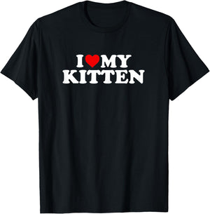 I Love My Kitten Design - Heart My Kitty Cat T-Shirt - T-Shirt | Black