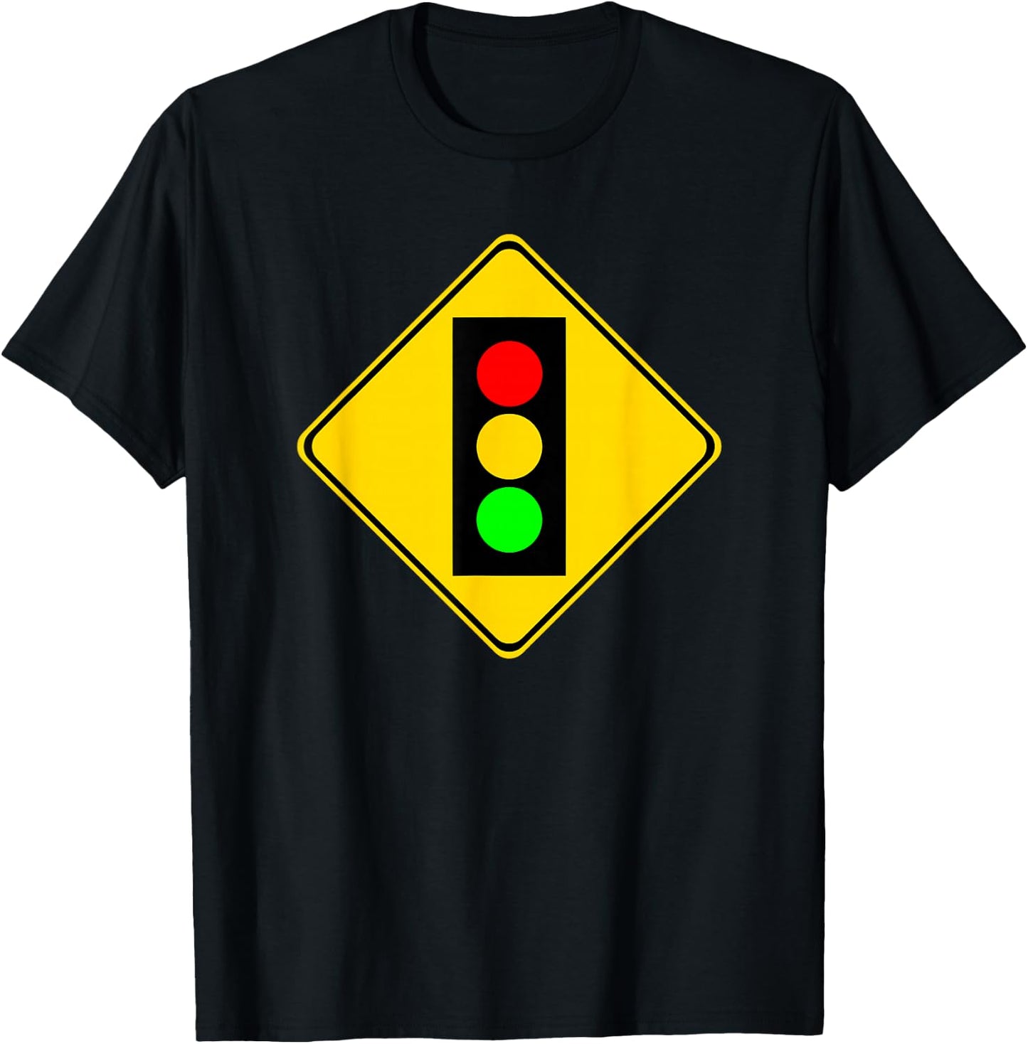 Stop Light Ahead Caution Road Sign T-Shirt - T-Shirt | Black