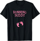 Running Buddy Funny Cute Pregnancy Announcement Pink Text T-Shirt - T-Shirt | Black