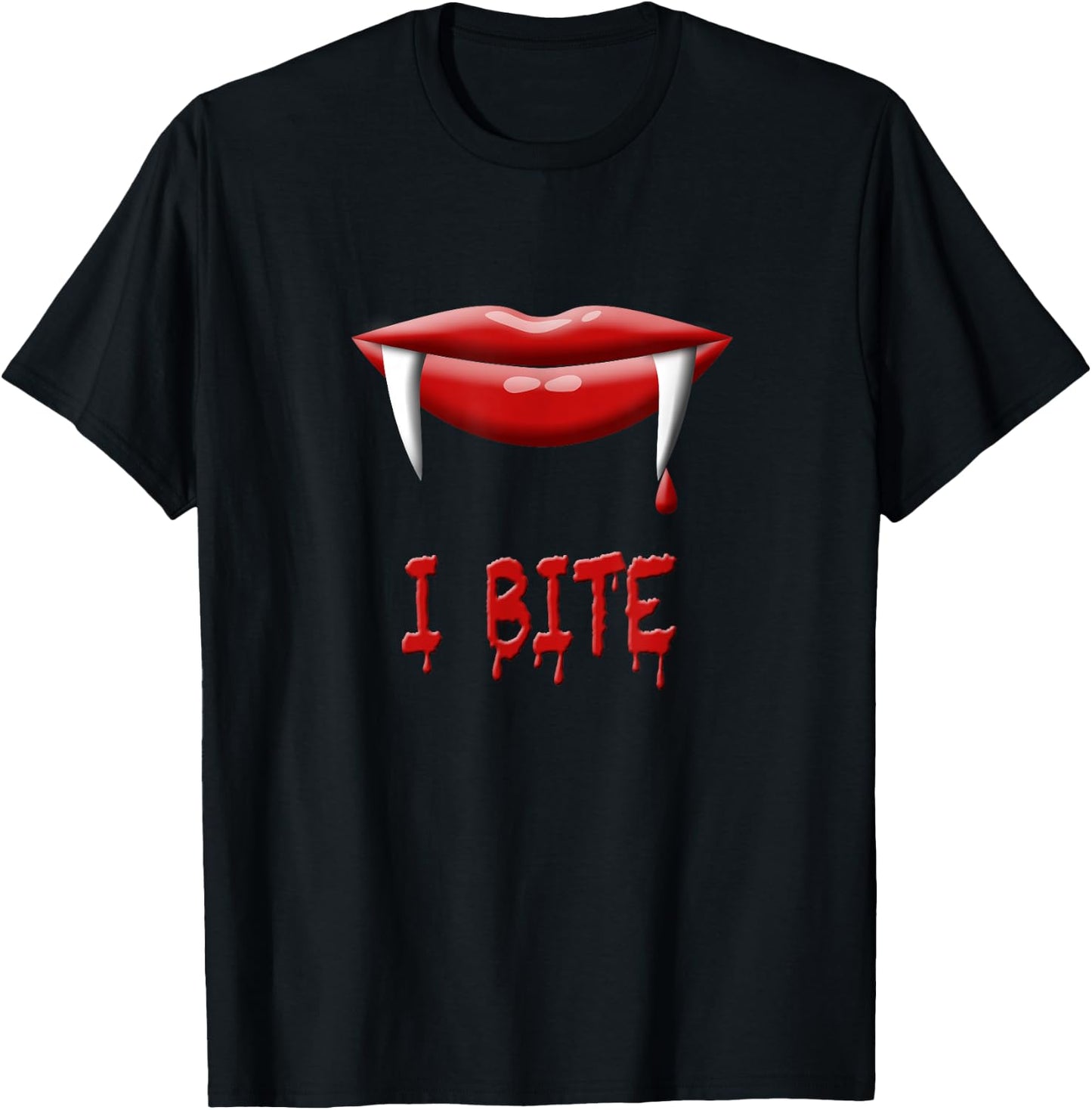 Vampire Halloween Costume - I Bite - Fangs T-Shirt - T-Shirt | Black