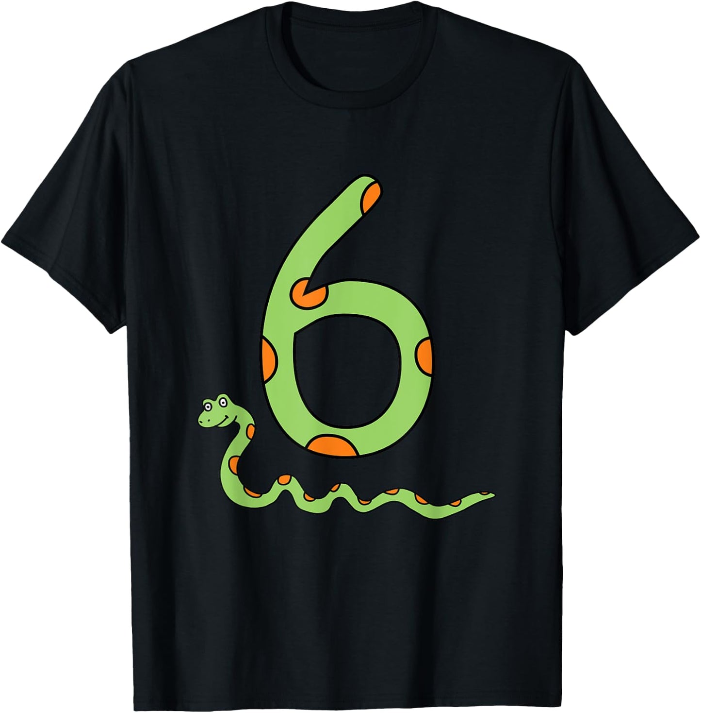 Snake Birthday Boy Kids Reptile Animal Number 6 6th Bday T-Shirt - T-Shirt | Black