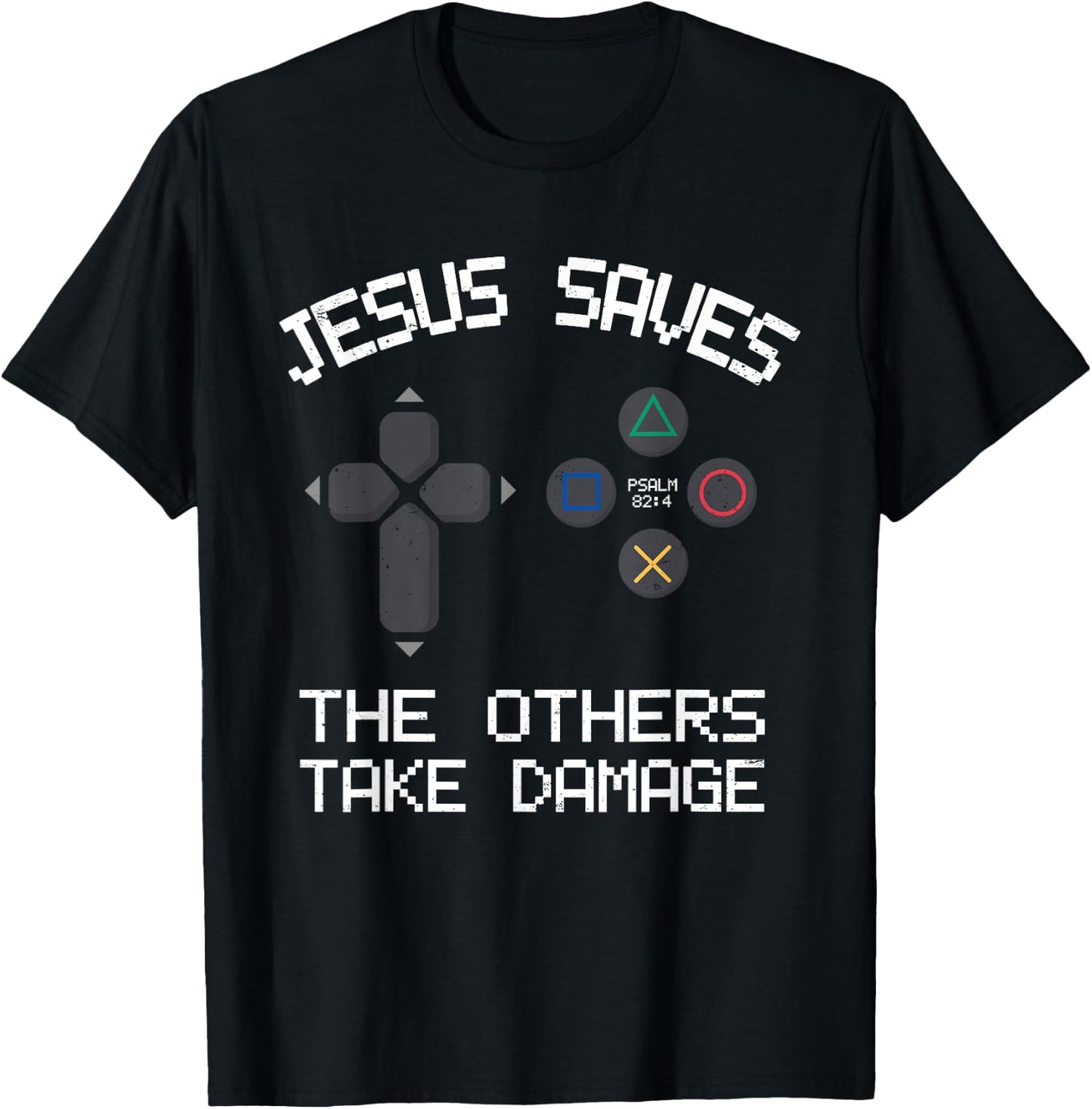 Vintage Christian Video Gamer Jesus Saves T-Shirt - T-Shirt | Black