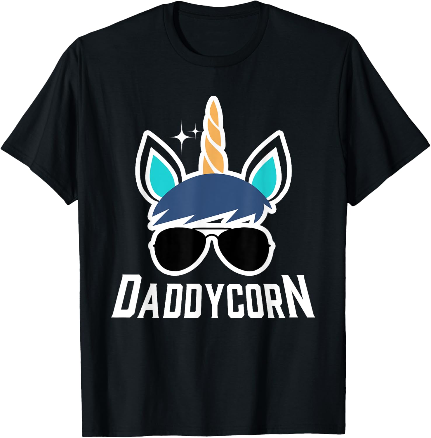 Daddycorn Unicorn Daddy And Baby Father's Day T-Shirt - T-Shirt | Black