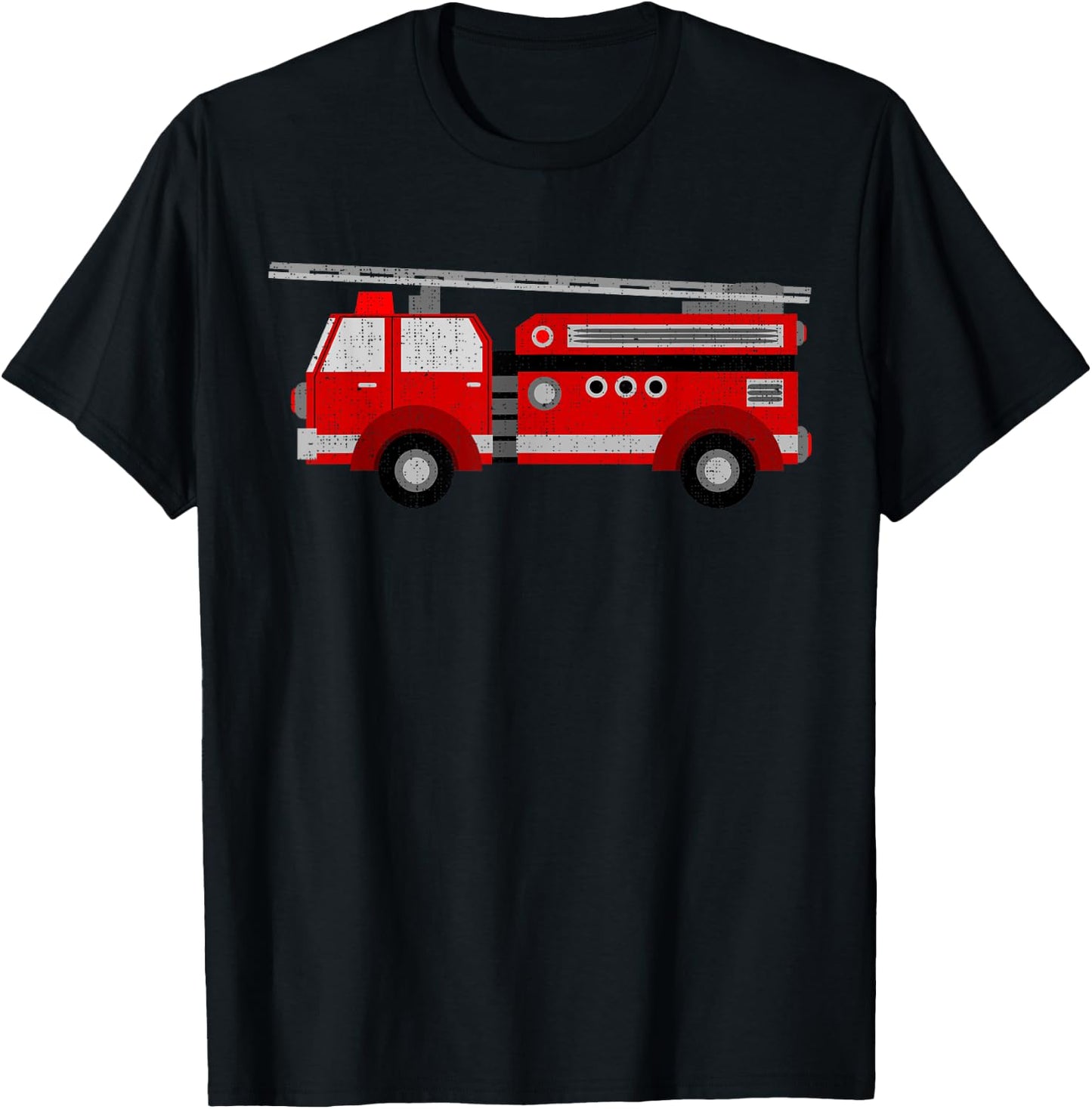 Fire Truck Trucker trailer Ladder kids adults T-Shirt - T-Shirt | Black