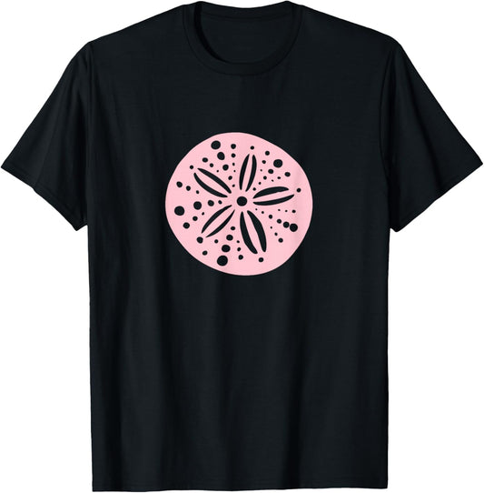 Pink Silver Sand Dollar Nautical Beachy Summer T-Shirt - T-Shirt | Black
