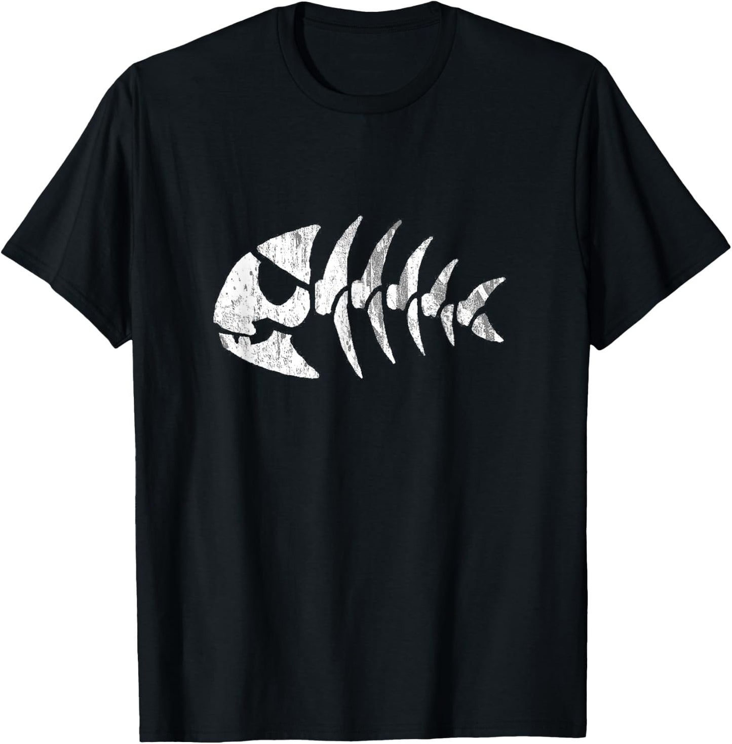 Pastafarian Jolly Pirate Fish FSM - DISTRESSED T-Shirt - T-Shirt | Black
