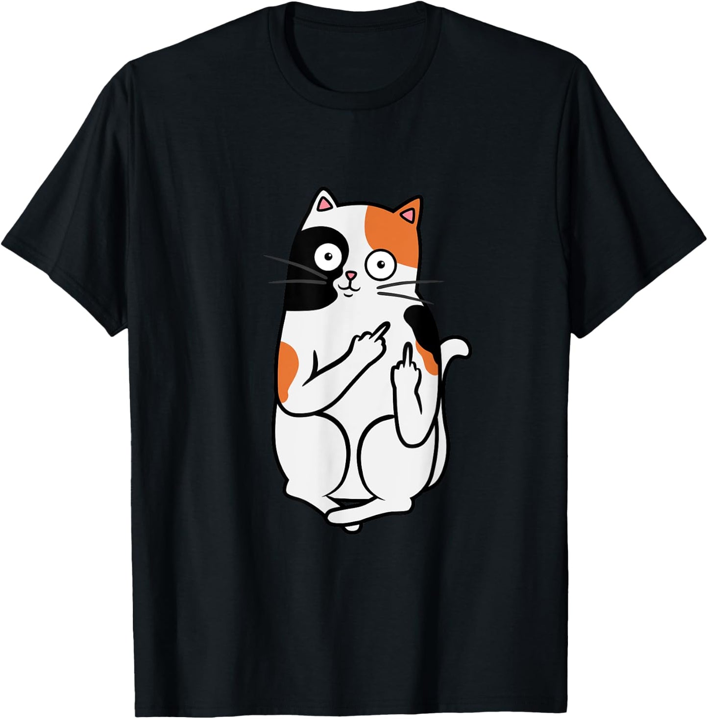 Cat Middle Finger Calico Flippin' Bird T shirt T-Shirt - T-Shirt | Black