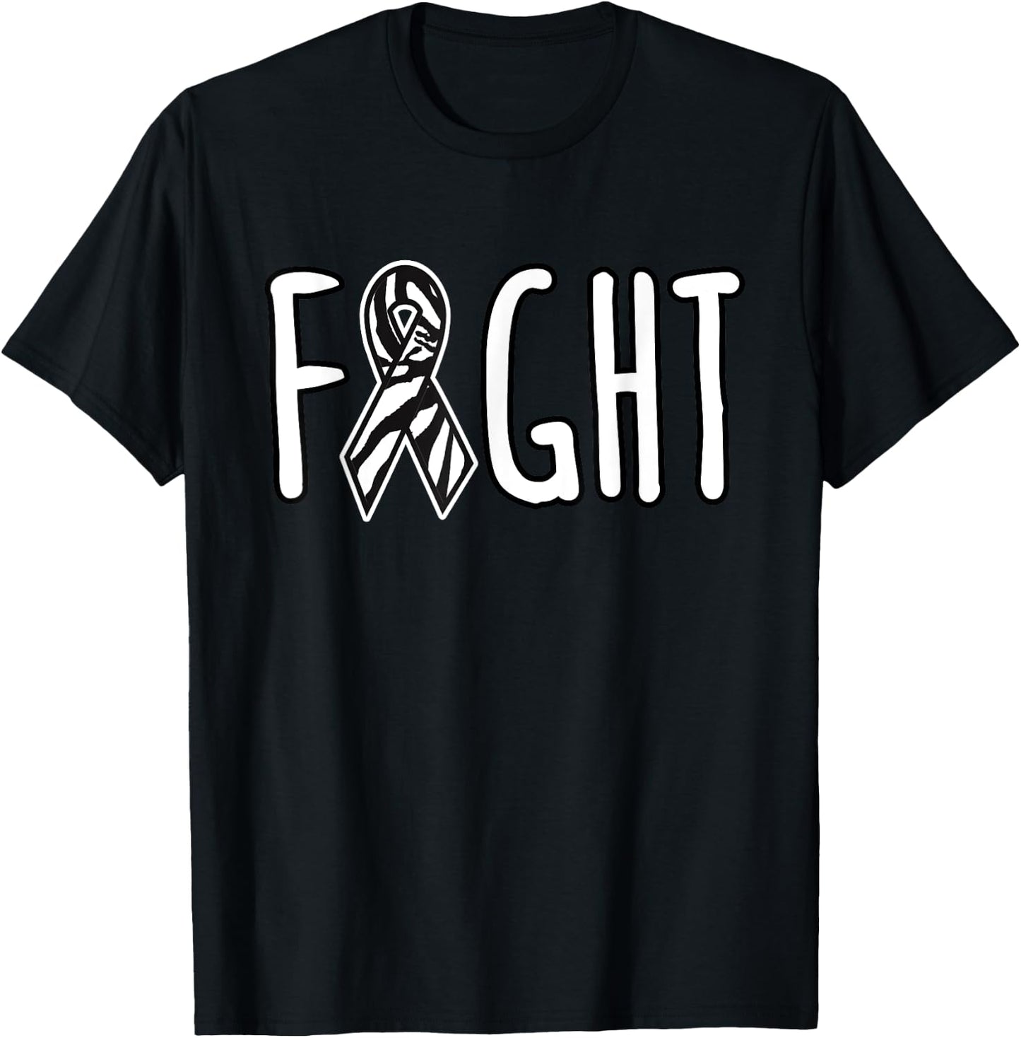 NET Fight Cancer Awareness Zebra Ribbon Walk Group Support T-Shirt - T-Shirt | Black