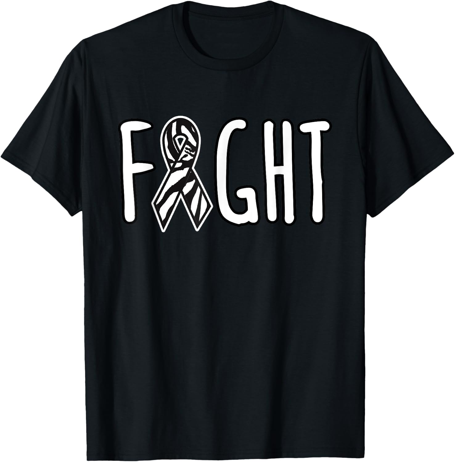 NET Fight Cancer Awareness Zebra Ribbon Walk Group Support T-Shirt - T-Shirt | Black