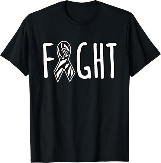 NET Fight Cancer Awareness Zebra Ribbon Walk Group Support T-Shirt - T-Shirt | Black