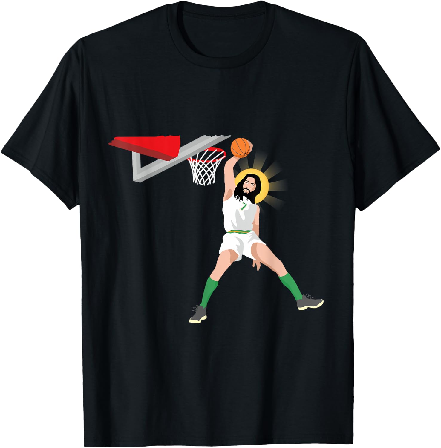 Funny Basketball Jesus Christian Humor Slam Dunk T-Shirt - T-Shirt | Black