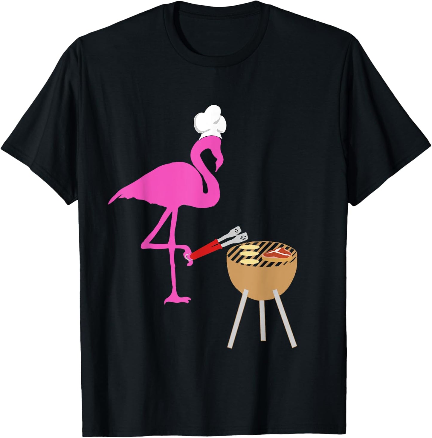 BBQ Flamingo Bird Grilling Cooking Grill Funny Barbecue T-Shirt - T-Shirt | Black