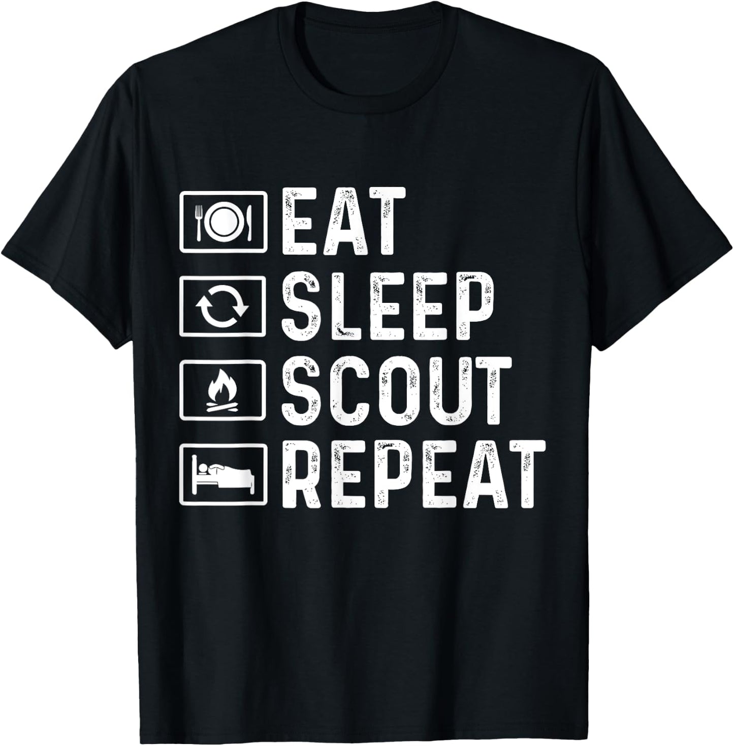 Eat Sleep Scout Repeat Scouts T-Shirt - T-Shirt | Black