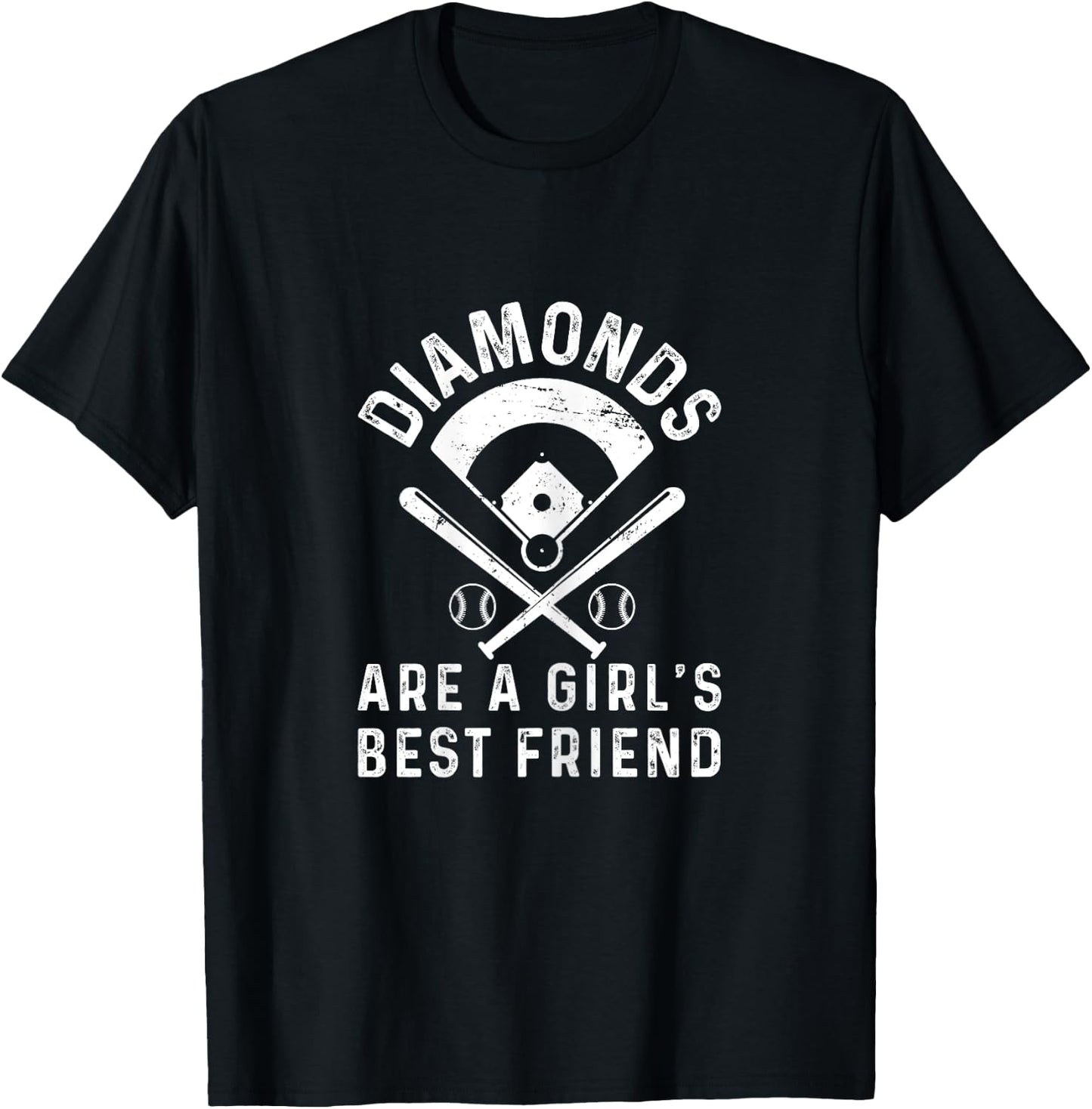 Diamonds are a Girl's Best Friend Baseball T-Shirt - T-Shirt | Black