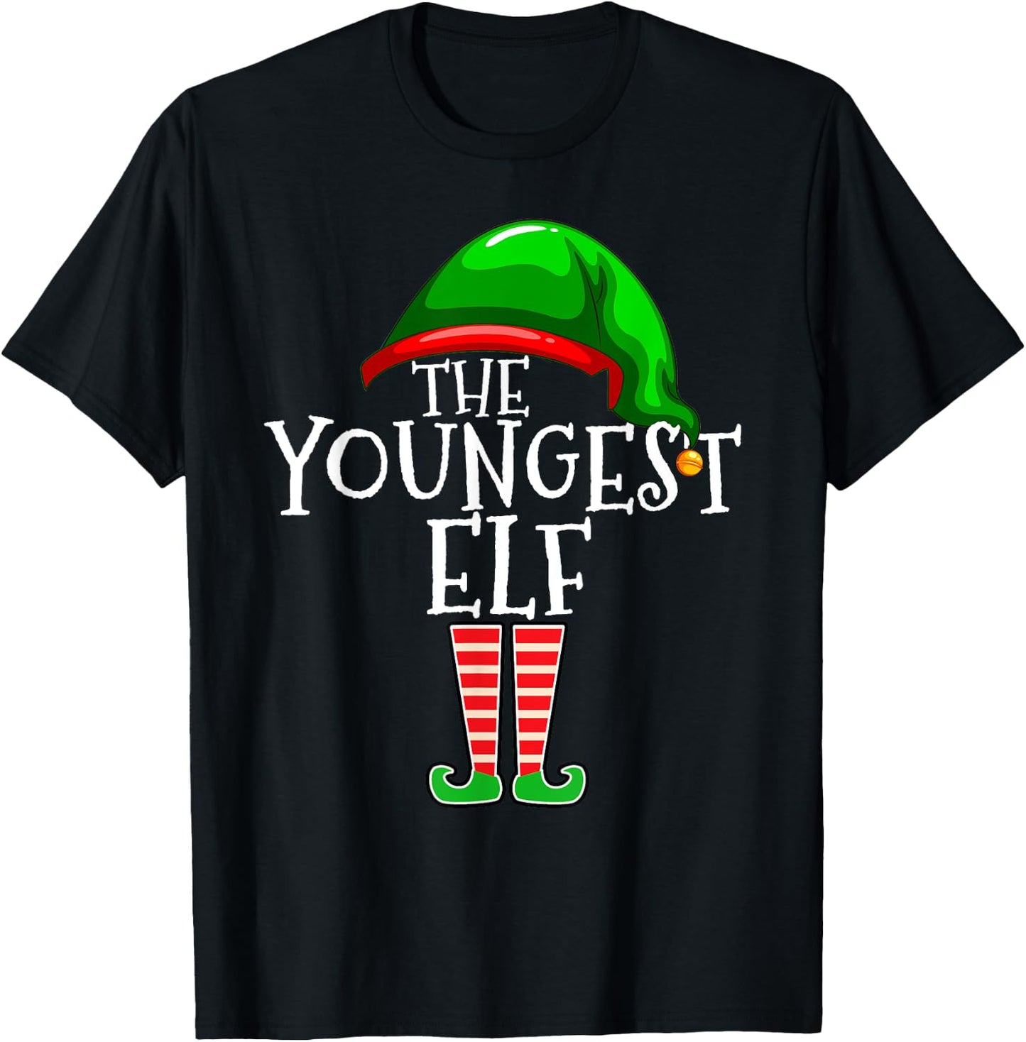 The Youngest Elf Family Matching Group Christmas Gift Funny T-Shirt - T-Shirt | Black