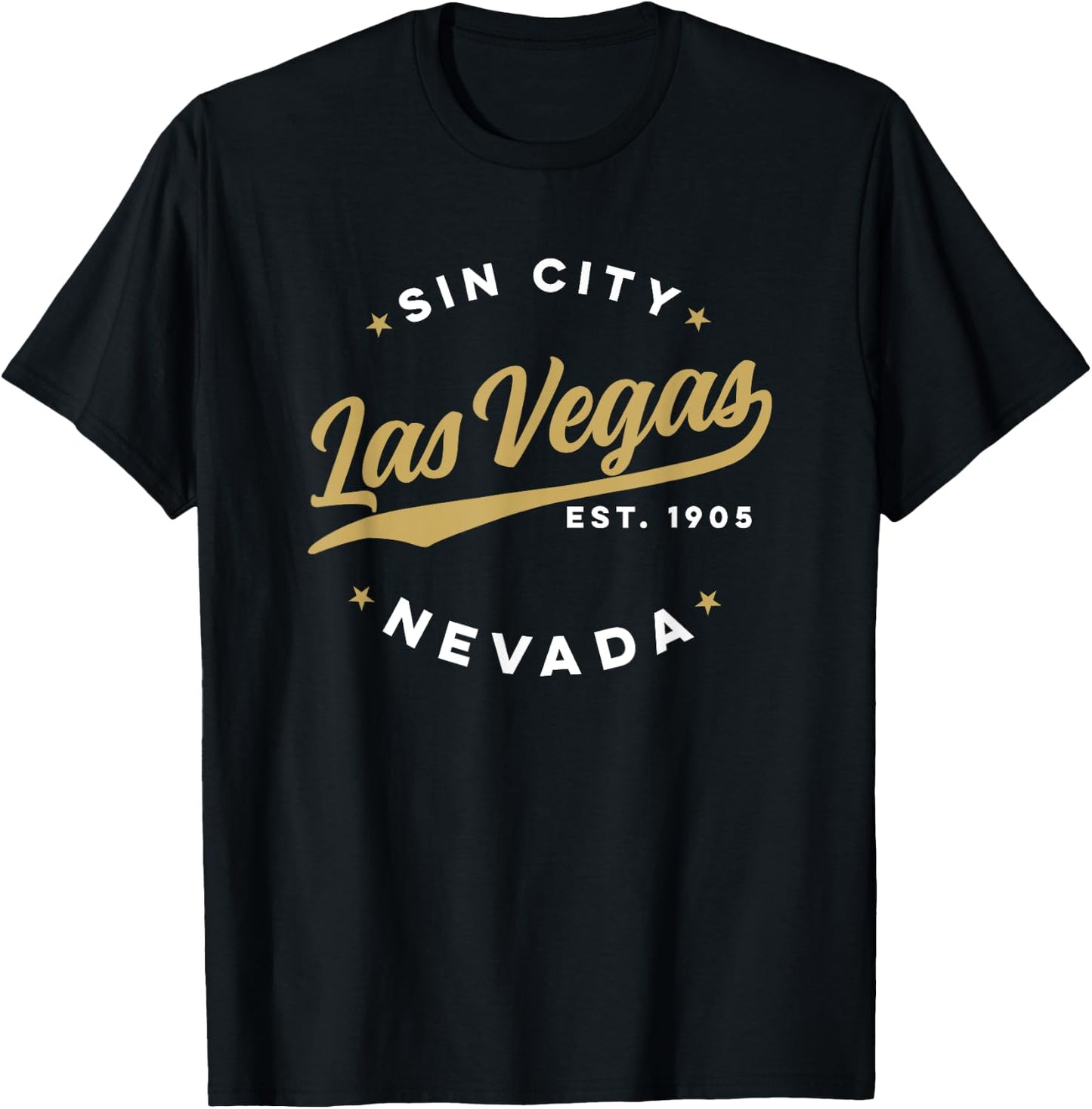 Classic Retro USA City Vintage Las Vegas Sin City Nevada Glam Text T-Shirt - T-Shirt | Black