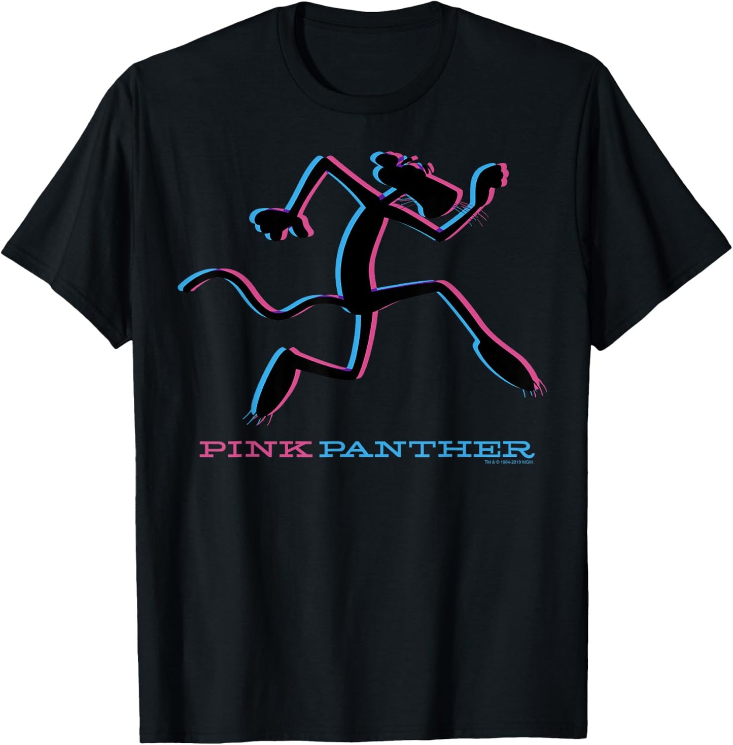 Pink Panther Blue And Pink Silhouette T-Shirt - T-Shirt | Black