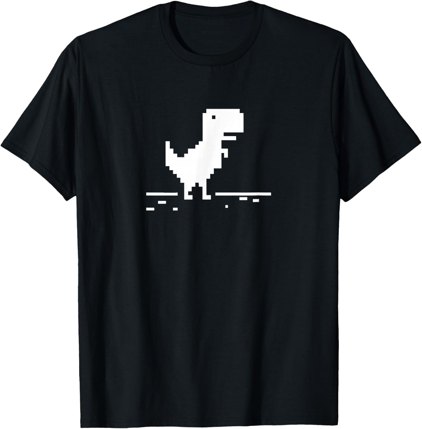 T-Rex Geek Dinosaur Pixel Art No Internet Connection T-Shirt - T-Shirt | Black