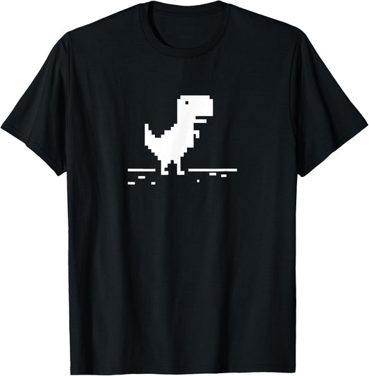 T-Rex Geek Dinosaur Pixel Art No Internet Connection T-Shirt - T-Shirt | Black