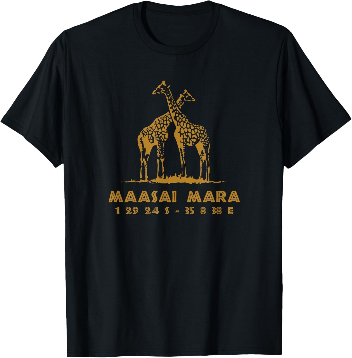 Maasai Mara Coordinates Giraffe T-Shirt - T-Shirt | Black