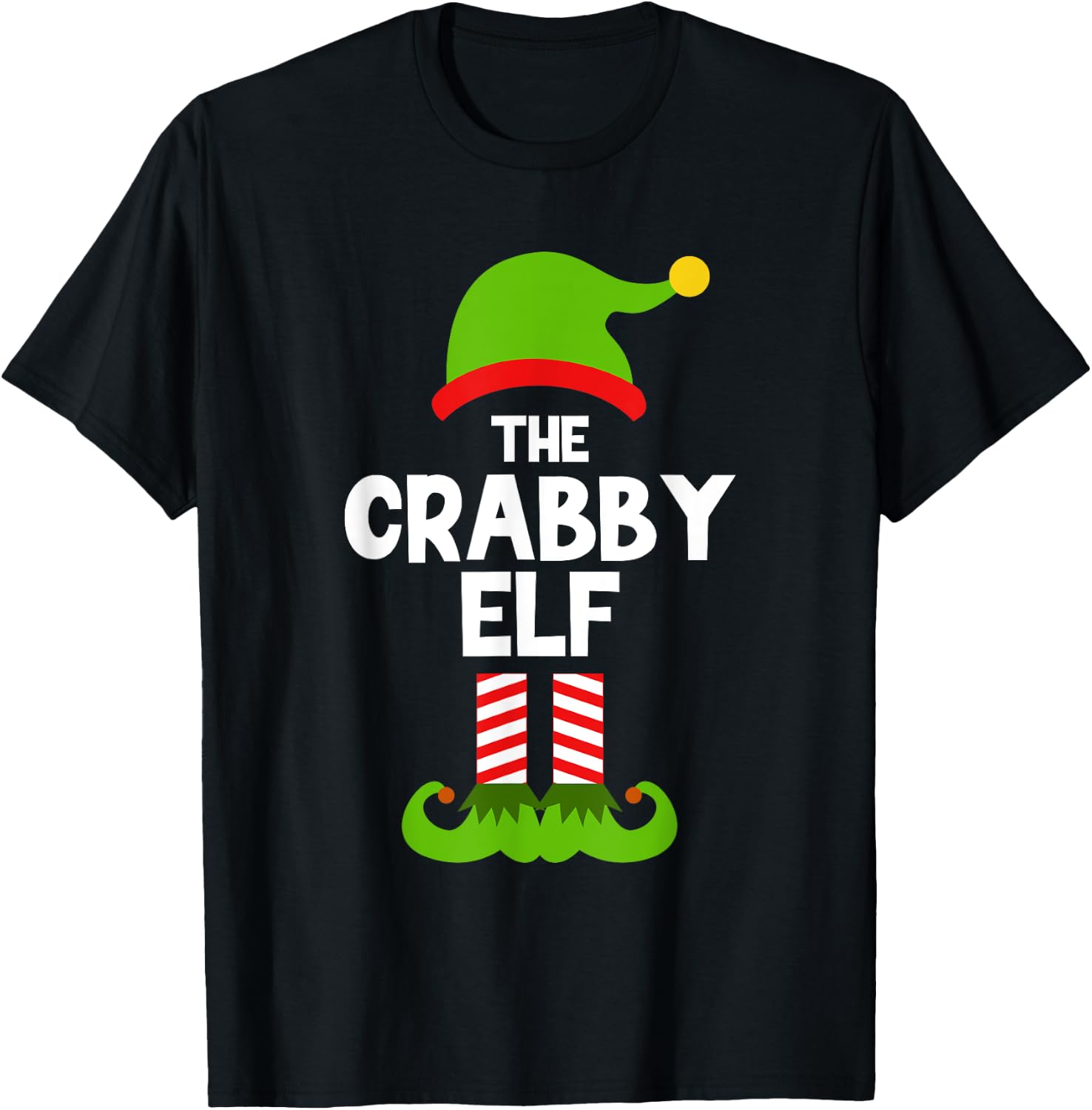Funny The Crabby Elf Christmas Family Party Pajama T-Shirt - T-Shirt | Black