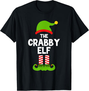 Funny The Crabby Elf Christmas Family Party Pajama T-Shirt - T-Shirt | Black