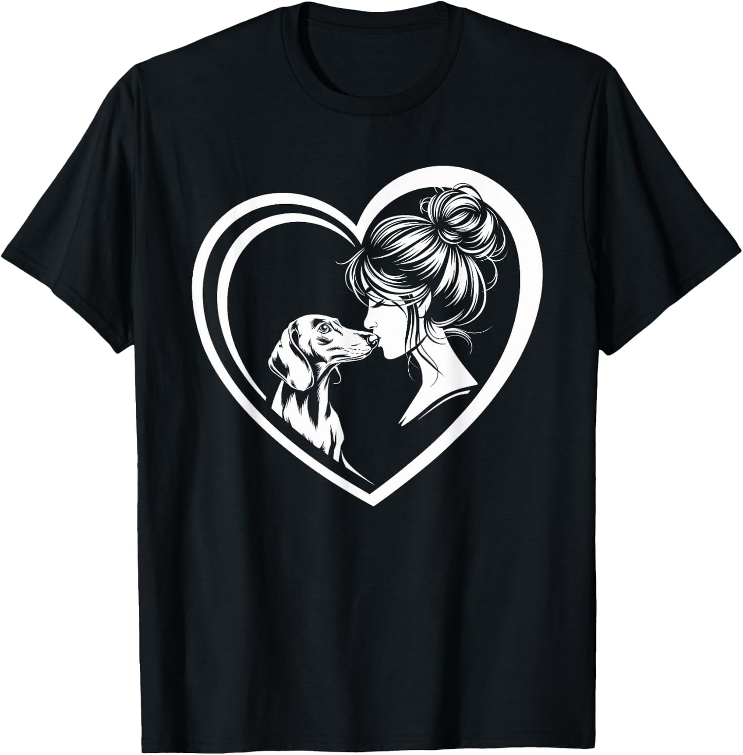 Dachshund Mom Dog Art Valentine's Day Heart T-Shirt - T-Shirt | Black