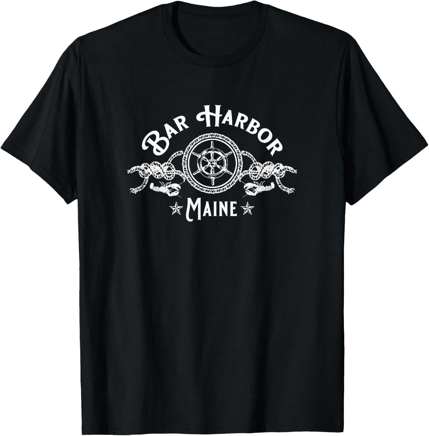 Bar Harbor Maine USA Vintage Lobster Nautical Fishing Town T-Shirt - T-Shirt | Black