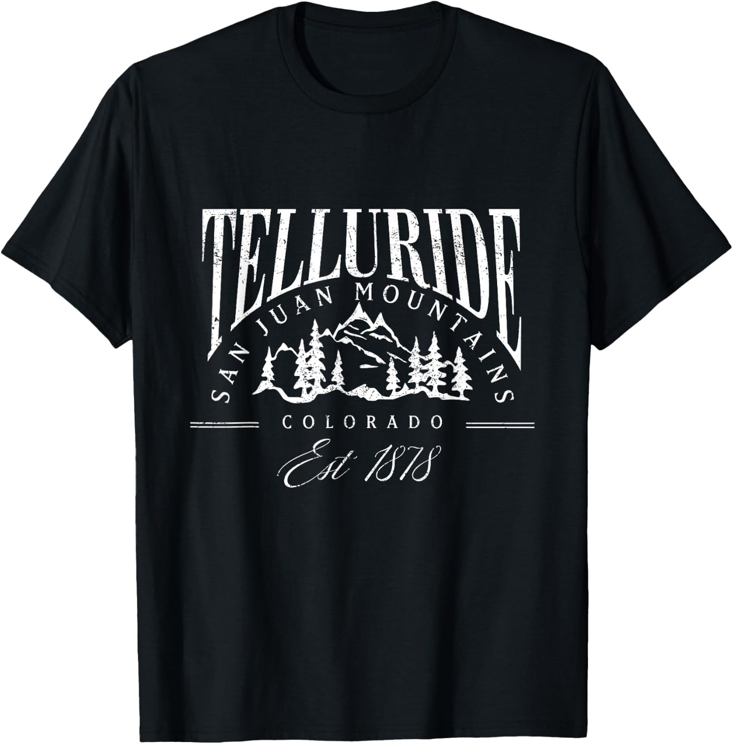 Vintage Telluride Colorado Ski Retro Mountain Varsity Style T-Shirt - T-Shirt | Black