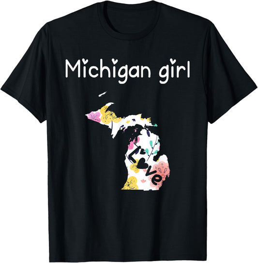 Michigan Girl I Love Michigan Home T-Shirt - T-Shirt | Black