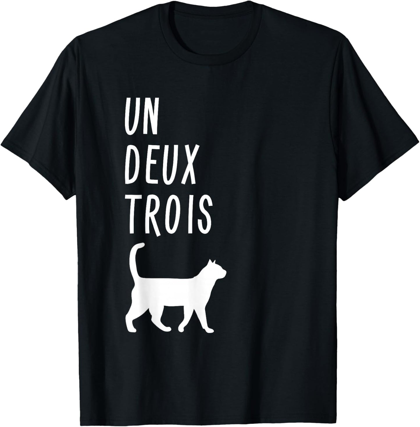 Un Deux Trois Cat Shirt Funny French Teacher Gift T-Shirt - T-Shirt | Black