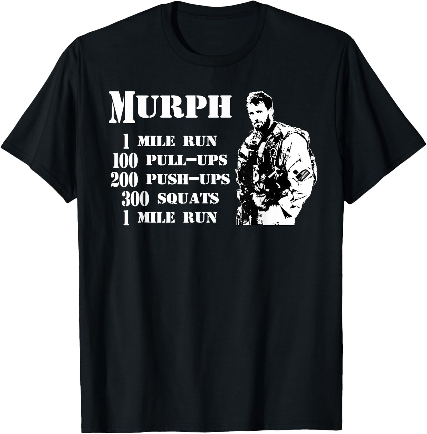Murph Workout Exercise Challenge Patriotic WOD Gift T-Shirt - T-Shirt | Black