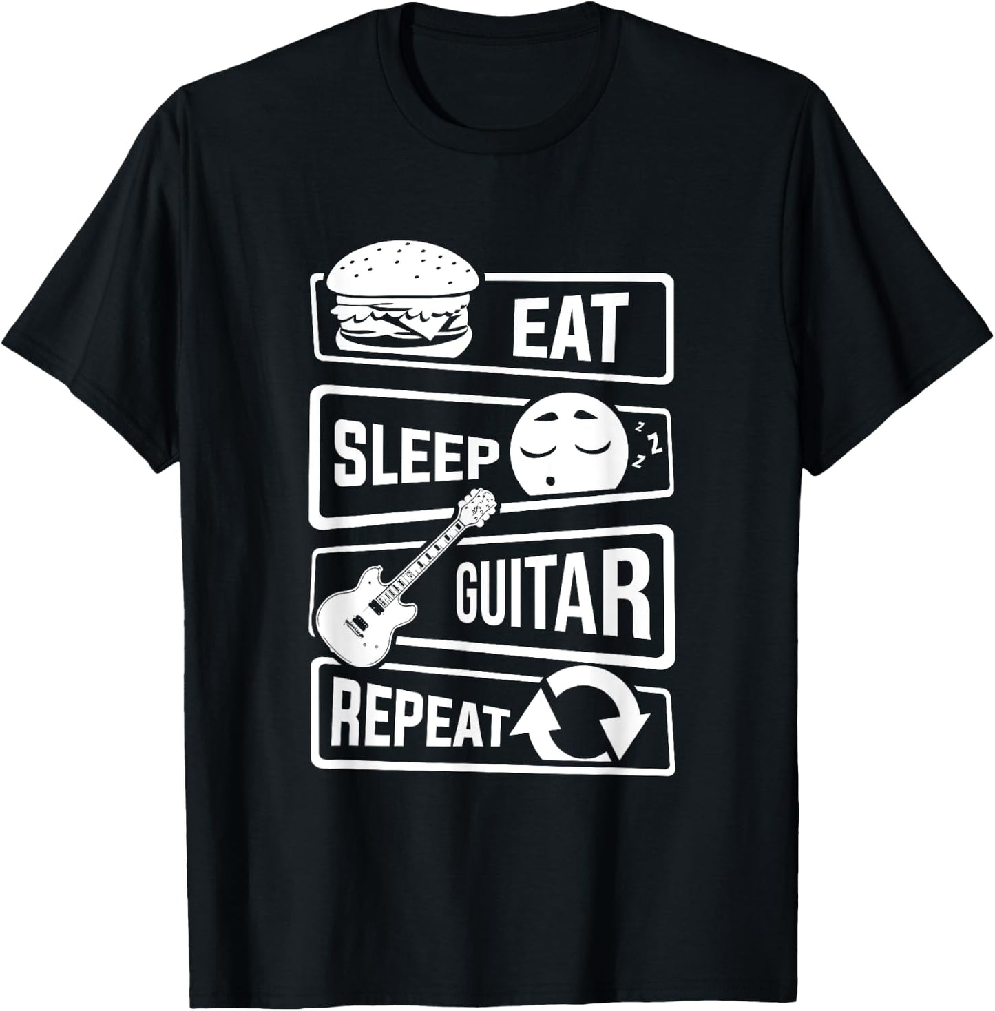 Eat Sleep Guitar Repeat - Guitarist Gift Guitar Lovers T-Shirt - T-Shirt | Black