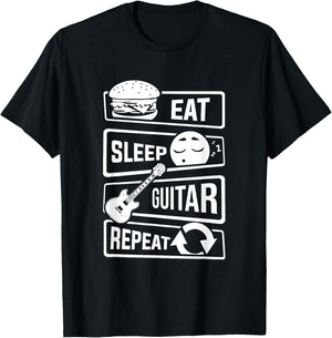 Eat Sleep Guitar Repeat - Guitarist Gift Guitar Lovers T-Shirt - T-Shirt | Black