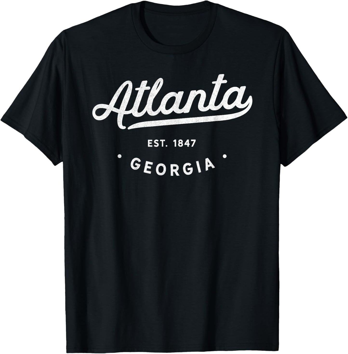 Classic Retro Vintage Atlanta Georgia USA ATL 1847 Novelty T-Shirt - T-Shirt | Black