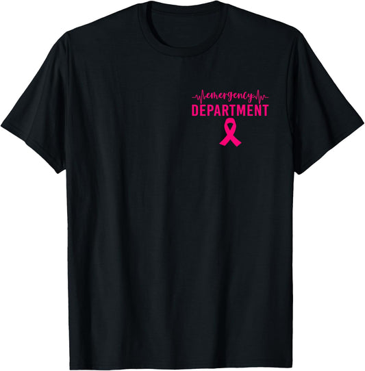 Emergency Department Emergency Room Nurse Breast Cancer T-Shirt - T-Shirt | Black