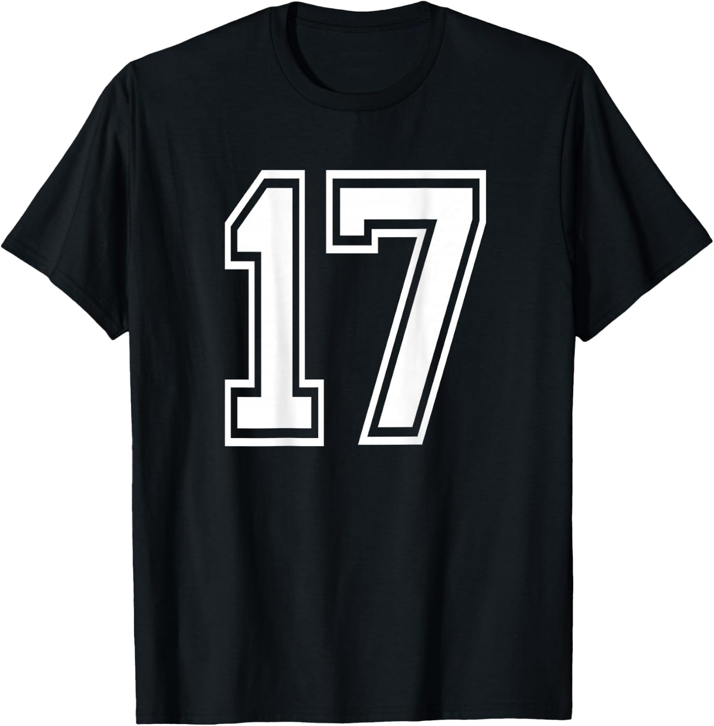 Number 17 Sports Player Number BACK Of Shirt Only T-Shirt - T-Shirt | Black
