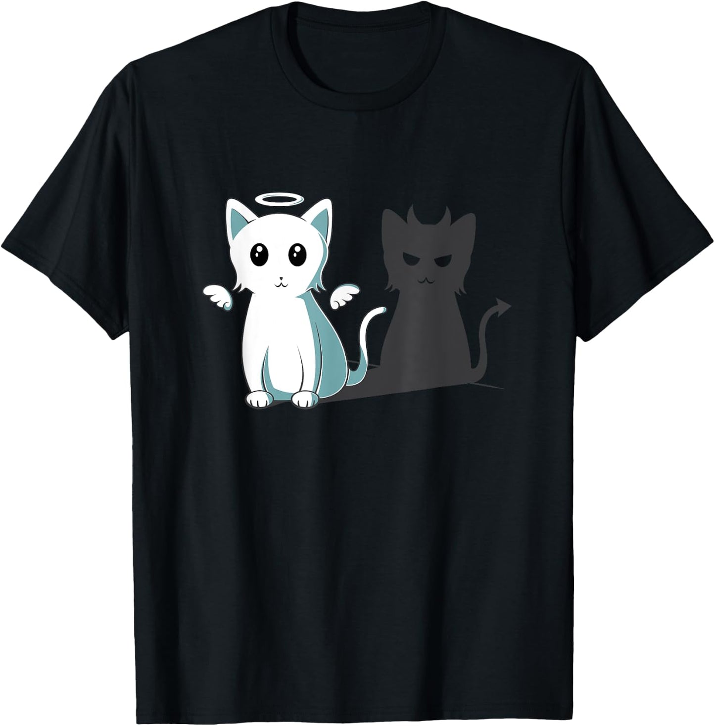 Purr Evil Devil Cat Happy Halloween Cat Angel Devil Kitten Men Women Kids T-Shirt - T-Shirt | Black