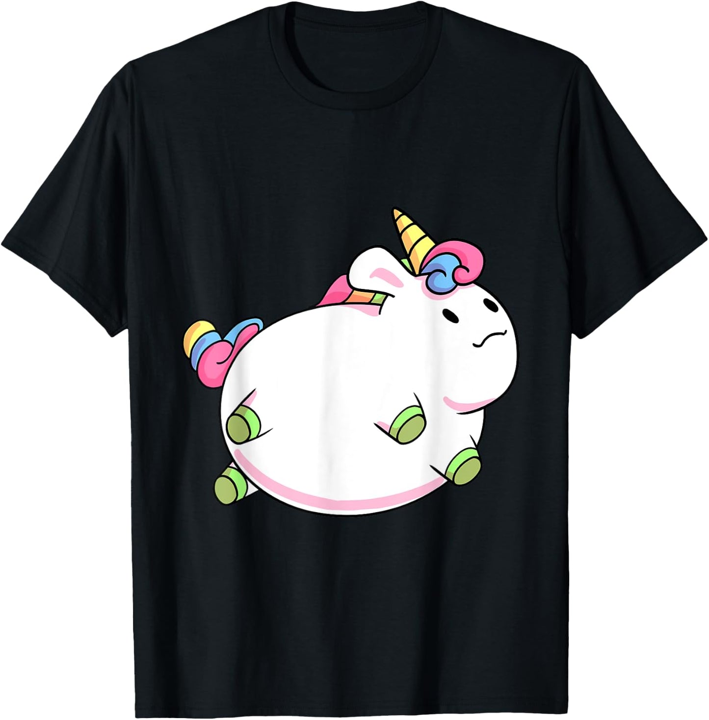 Chubby Unicorn Cute Fluffy Fat Magical Animal Girls Gift T-Shirt - T-Shirt | Black
