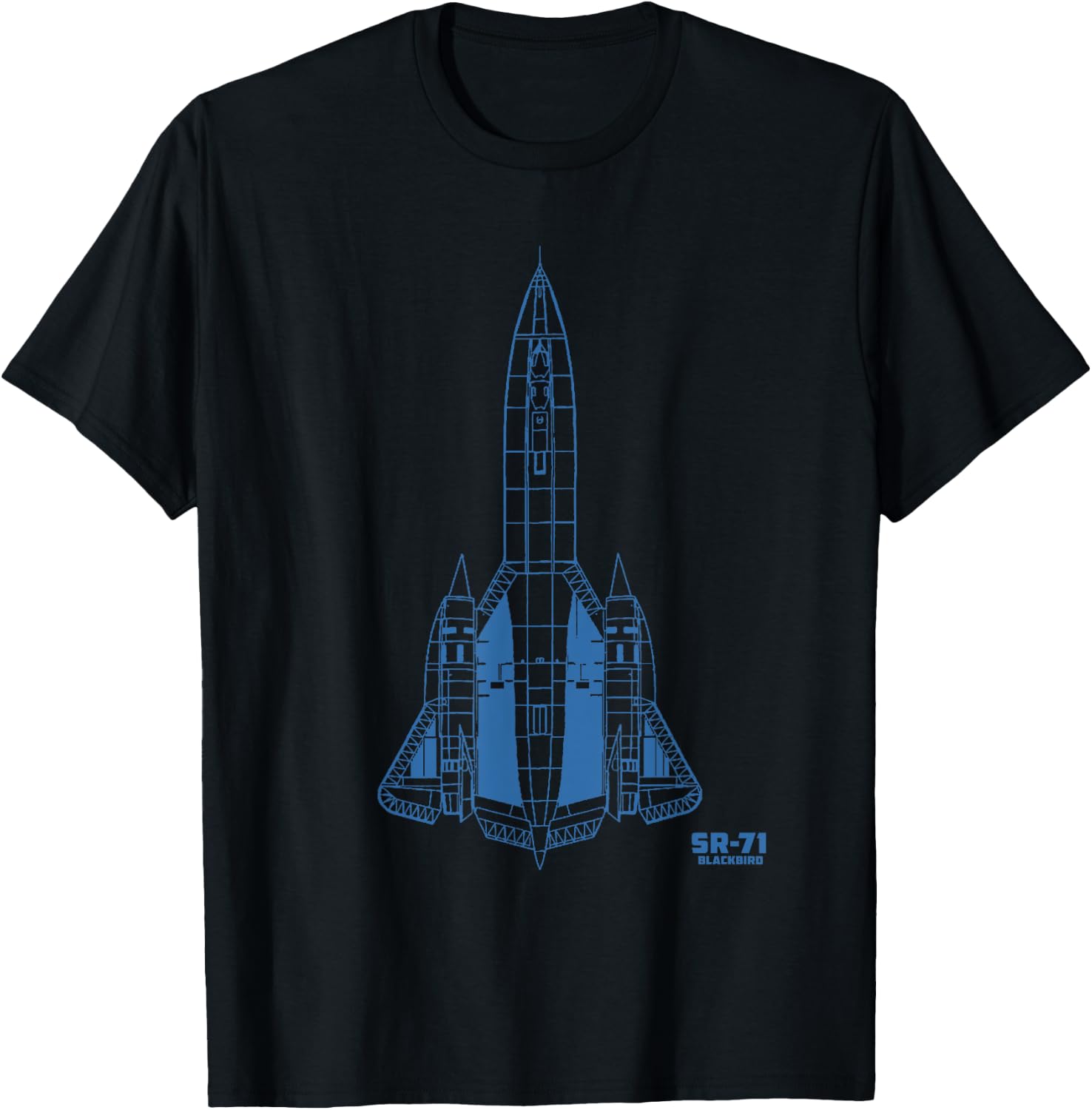 SR-71 Blackbird Spyplane Technical Drawing Blue T-Shirt - T-Shirt | Black