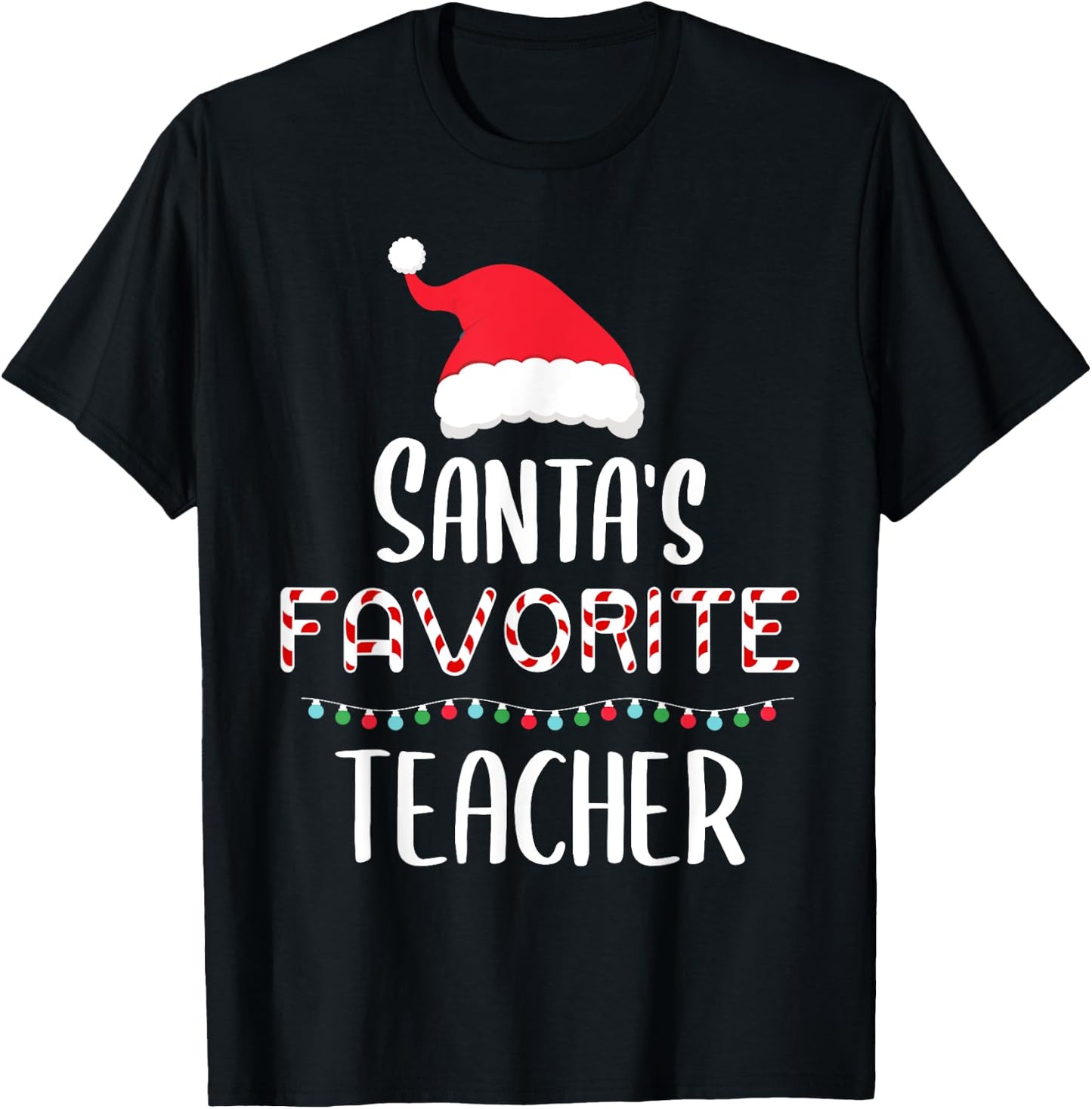 Santas Favorite Teacher Pajamas - Funny Xmas Teacher Costume Men Women Kids T-Shirt - T-Shirt | Black