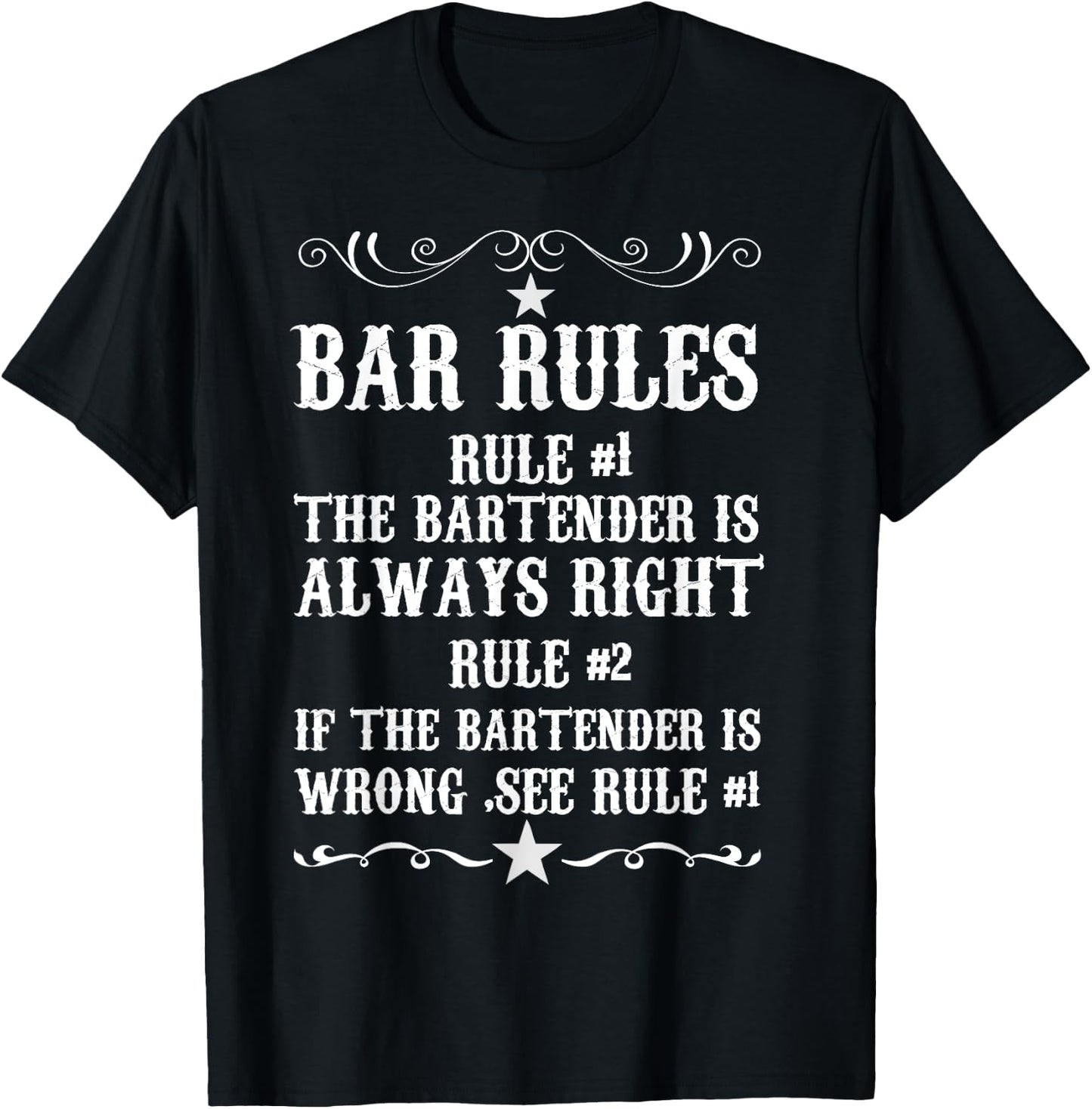 Bar Rules for Bartender T shirt Funny Bartendaring T-Shirt - T-Shirt | Black
